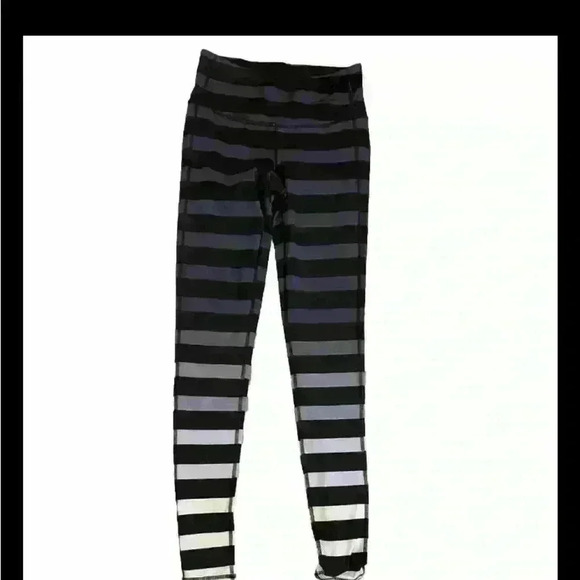 Athleta Leggings Women's XXSmall Striped Print Black Gray Active Wear - Picture 1 of 5